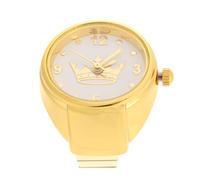 NUOBESTY Bague Montre Élégante en Acier Inoxydable et Verre, Résistante à L'usure Pile Bouton, Accessoire Créatif pour Fêtes et Usage Quotidien
