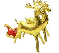 NUOBESTY Ballon 3D de Noël en Film Aluminium Doré Grand Format Set Décoratif Traîneau et 2 Rennes Fourniture Festive pour Décoration de Fête et Ambiance Noël Intérieure