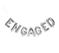 NUOBESTY Ballons de Fiançailles en Aluminium Argenté «Engaged» Grand Format Décor Suspendu pour Fête de Fiançailles Demande en Mariage et Séance Photo Accessoires Romantiques pour