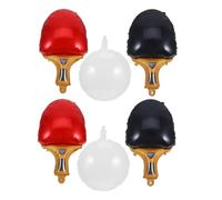 NUOBESTY Ballons Déco Sport en Aluminium 6 Pcs - 4 Raquettes Rouge et Noir 2 Balles Blanches de Tennis de Table - Décorations de Fête pour Anniversaire, Événements Sportifs et Thème Tennis
