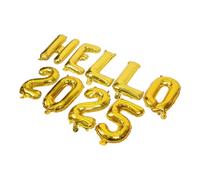 NUOBESTY Ballons en Aluminium Doré « Bonjour 2025 » pour Fête du Nouvel An Lot Décoratif 7 Pièces Accessoires pour Décoration de Fête et Photomaton Ballons pour Célébration et Remise de