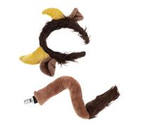 NUOBESTY Bandeau à Cornes, Oreilles de Vache D'halloween, et Queue | Tissu Confortable, Détails Réalistes, Couleur Café, Transformation Rapide, pour Fêtes à Thème et Conventions