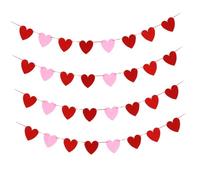 NUOBESTY Bannière Murale en Feutre 4 Pièces de Cœur Rouge et Rose, Décoration Suspendue Saint-valentin, Bannière Décorative de Fête Romantique pour Maison et Événement