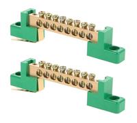 NUOBESTY Barre de Terre en Cuivre 6X9 CM 8 Trous Vertes Kit 2 Pièces Bloc de Mise à la Terre Électrique pour Boîtes de Distribution Sécurisées et Conductrices