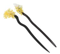 NUOBESTY Bâtonnets à Chignon en Bois Foncé 2 Pcs, Épingles à Cheveux Vintage Motif Lapin et Fleur D'osmanthus, Accessoires Coiffure Rétro pour Chignons Traditionnels et Plusieurs styles