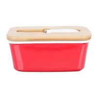NUOBESTY Beurrier en Céramique Rouge avec Couteau Intégré Boîte à Beurre Rectangulaire Hermétique Récipient de Conservation Cuisine Boîte Alimentaire Créative Stockage Frais au
