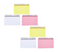 NUOBESTY Blocs-notes à Spirale Format 3x5 Pouces Lot de 6 Lignés en Papier Résistant à L'encre et Prise de Notes Rapide pour Révision Scolaire