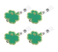 NUOBESTY Bobine à Badges Trèfle Rétractable 4pcs en Acrylique et Métal Clip Sécurisé pour Infirmières et Bureau Pendant la Saint-patrick