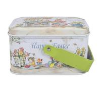 NUOBESTY Boîte à Biscuits de Pâques en Tôle avec Poignée, Design Lapin Charmant, Facile à Transporter, pour Chocolats et Petits Présents, Décoration Festive Maison