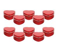 NUOBESTY Boîte à Bonbons en Fer-blanc Forme Cœur Rouge 10 Pièces Couvercle Plat Coffret Présent Saint-valentin pour Chocolats, Biscuits et Petits Présents Festifs