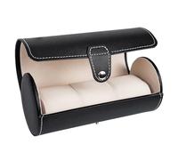 NUOBESTY Boîte à Montres Rangement Pratique Cylindrique 3 Emplacements en Cuir PU Noir Vitrine pour Montres Homme pour Anniversaire ou Lune de Miel