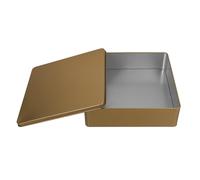 NUOBESTY Boîte de Rangement Carrée Étain Doré Taille XL Boîte à Biscuits Réutilisable avec Couvercle Décorative pour Bonbons et Petits Objets