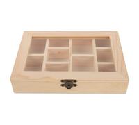 NUOBESTY Boîte de Rangement en Bois avec Couvercle en Verre Transparent 10 Compartiments pour Coffret de Pierres Naturelles et Cristaux Présentoir Polyvalent pour Collection de Minéraux
