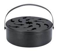 NUOBESTY Boîte Porte-Parfum Portable Noir avec Couvercle et Support Intérieur Design Poisson Volant Boîte à Spirales Moustiques Pratique pour Maison et Camping Anti-Brûlure Sécurisée