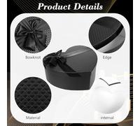 NUOBESTY Boîte Présent de Cœur Noire Moyenne Boîte d'Emballage pour Saint-Valentin Coffret Présent Vide pour Chocolats et Fleurs Emballage Romantique pour Mariage et Anniversaire