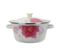 NUOBESTY Bol à Soupe Émaillé Vintage 24 Cm avec Double Poignée et Couvercle, Bassine Multi-usage Cuisine, Contenant Soupe et Préparation, Vasque Émaillée Robuste pour Usage Style Aléatoire