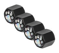 NUOBESTY Bouchons de Valve de Pneu Voiture en Métal Inoxydable, Couvercles Anti-poussière Noirs, 4 Pièces, Accessoires Universels pour Roues Automobiles, Protection Solide et Décorative