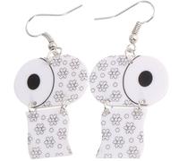 NUOBESTY Boucles D'oreilles Pendantes Amusantes et Originales pour Femmes en Acrylique Blanc Forme Rouleau de Papier Usage Quotidien ou Shopping Entre Amies