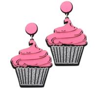 NUOBESTY Boucles D'oreilles Pendantes Rose Accessoires de Mode en Acrylique Cupcake Mignons et Drôles de Gâteau pour Femmes et Adolescentes