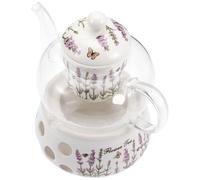 NUOBESTY Bouilloire en Verre avec Infuseur Amovible, Théière Multifonctionnelle Transparente 1 Litre pour Infusion de Fruits, Thé de Bureau et Maison, Théière Résistante la Chaleur