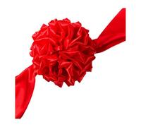NUOBESTY Boule de Fleurs Décorative en Tissu Rouge 25 Cm Rubans pour Décoration Voiture Mariage Cérémonie D'ouverture Fête