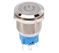 NUOBESTY Bouton-poussoir Étanche 19 Mm 12v/24v Témoin Lumineux Rouge, Réinitialisation Automatique, Métal Robuste, Adapté Démarrage Moteur Automobile et Usage Industriel Extérieur