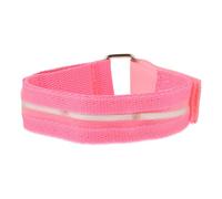 NUOBESTY Brassard de Sécurité LED Rose en Nylon, Lumineux et Réglable pour | Bracelet Réutilisable Très Léger, Pile Bouton Incluse, Maintien Antidérapant, Usage Extérieur