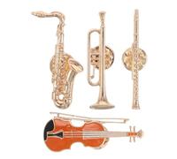 NUOBESTY Broches Instruments de Musique en Alliage Or Léger Vintage Lot de 4 et Portable pour Festivals de Musique et Amateurs de Jazz