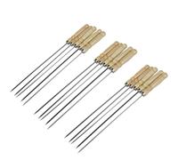 NUOBESTY Brochettes à Griller en Acier Inoxydable 25 Pcs Manche en Bois, Bâtonnets Plats 45 Cm pour Barbecue Extérieur, Brochette de Viande Réutilisable pour Grillades et Barbecue