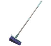 NUOBESTY Brosse de Nettoyage pour Sol avec Manche Long, Brosse Triangulaire Rigide Verte avec Raclette Intégrée, Balai D’angle pour Salle de Bain Cuisine, Nettoyage Précis des Joints