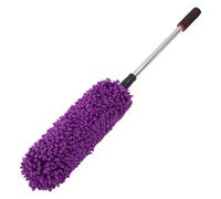 NUOBESTY Brosse de Nettoyage Voiture en Microfibre Manche en Acier Inoxydable 201 Plumeau Dépoussiérant Multi-Usages pour Intérieur et Extérieur Accessoire Auto Polyvalent Violet