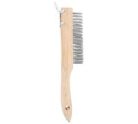 NUOBESTY Brosse Métallique à Manche en Bois Brosse en Acier Inoxydable 4x16 Cm Fil Inox pour Nettoyage Industriel Décapage Peinture et Rouille Polyvalente pour Usage Professionnel