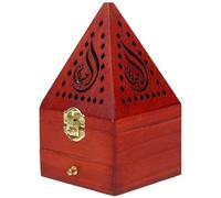 NUOBESTY Brûleur de Parfum en Bois de Pin Rouge Petit Format 93 X 93 X 17 CM Boîte Décorative Ajourée Style Vintage Chinois Porte-Parfum pour Cônes Décoration Zen pour Maison et