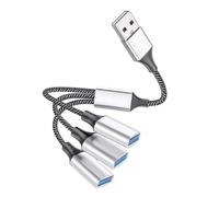 NUOBESTY Câble Répartiteur USB 1 Mâle vers 3 Femelles Compact Multifonction pour Ordinateurs et Voitures Hub de Ports USB Multiple Argenté Transfert Rapide Extension Portable