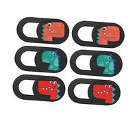 NUOBESTY Cache Webcam Coulissant Kit 6 Pcs Motifs Dinosaures, Protection Confidentialité pour Ordinateur Portable et Tablette, Couleurs Variées, Accessoires Sécurisés pour Usage Quotidien