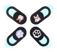 NUOBESTY Caches Caméra Chien Noirs 4 Pièces en Abs pour Confidentialité | Format Compact et Fin, Lot de 1 Ensemble, pour Ordinateurs de Bureau et Tablettes