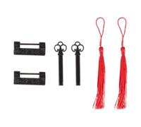 NUOBESTY Cadenas Vintage Chinois en Alliage de Zinc Rouge, Lot de 2pcs, Serrure Décorative Simple pour Boîte à Bijoux Motifs Fleurs et Oiseaux Couleur