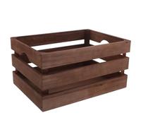 NUOBESTY Caisse de Rangement Bois Vintage Moyen Modèle 35x25x18 Cm Couleur Café, Caisse Emboîtable à Lattes pour Fruits et Légumes, Poubelle Décorative Rustique pour Magasin Cuisine