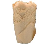 NUOBESTY Caissettes à Cupcakes Tulipes Jetables 100 Pcs en Papier Naturel Résistant la Graisse et Haute Température pour Pâtisserie Fête Anniversaire Cuisson Muffins