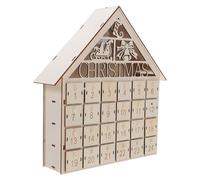 NUOBESTY Calendrier de L'avent en Bois à 24 Tiroirs avec Éclairage Led, Décoration de Table de Noël Rustique, Maison Lumineuse Festive pour Tradition Familiale et Ambiance Chaleureuse