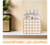 NUOBESTY Calendrier Ramadan en Bois avec 30 Tiroirs pour Compte à Rebours, Organisateur de Bureau avec Lumière Led, Festivités du Ramadan et Fêtes de L'aïd