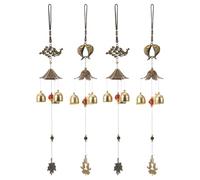 NUOBESTY Carillon Feng Shui en Métal Vintage 4 Pièces Décor Suspendu pour Jardin et Terrasse Symbole Amulette Résistant aux Intempéries Décoration Extérieure Chinoise