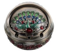 NUOBESTY Cendrier avec Couvercle Rétro en Bronze Couleur Paon Cendrier de Salon et Salle à Manger Décoration Intérieure Vintage Présent Homme Élégant Usage Maison et Terrasse