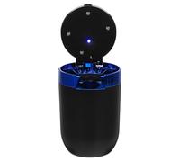 NUOBESTY Cendrier de Voiture Couvercle et Lumière Intégrée Poubelle Compacte en Acier Inoxydable et ABS Couleur Bleue Multifonction pour Intérieur Automobile Accessoire Pratique pour