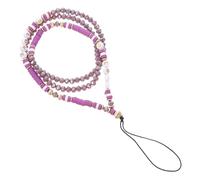 NUOBESTY Chaîne De Téléphone Portable En Perles Diy Pour Femme, Chaîne Anti-perte Décorative, Perles Polymère Violet, Légère Et Compacte, Bijou Suspendu