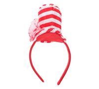 NUOBESTY Chapeau Haut-de-Forme Gothique Rouge à Rayures Serrage-tête | Plastique et Tissu, Style Victorien Steampunk Lolita, pour Cosplay Femmes, Photo Booth et Tea Party