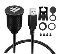 NUOBESTY Chargeur de Voiture USB Double Étanche 1M Accessoires Compatibles Smartphones Charge Rapide Câble Noir pour Voiture Bateau