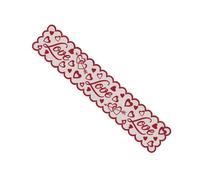 NUOBESTY Chemin de Table à Motif Cœur en Dentelle Rouge 36X183 CM Nappe Décorative Saint-Valentin pour Maison Restaurant et Bar Accessoire Déco Table Fête D’Amour