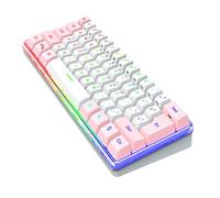 NUOBESTY Clavier Mécanique Compact RGB 61 Touches pour Gaming Bureau PC Portable, Mini Clavier de Jeu Ergonomique, Éclairage Multicolore Rose Blanc, Joueurs et Dactylographes