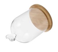 NUOBESTY Cloche en Verre Transparent avec Base en Bambou Cœur Mini Cloche Décorative pour Bougies Parfumées Protection Anti-Poussière pour Décoration Intérieure et Présentation D’Objets